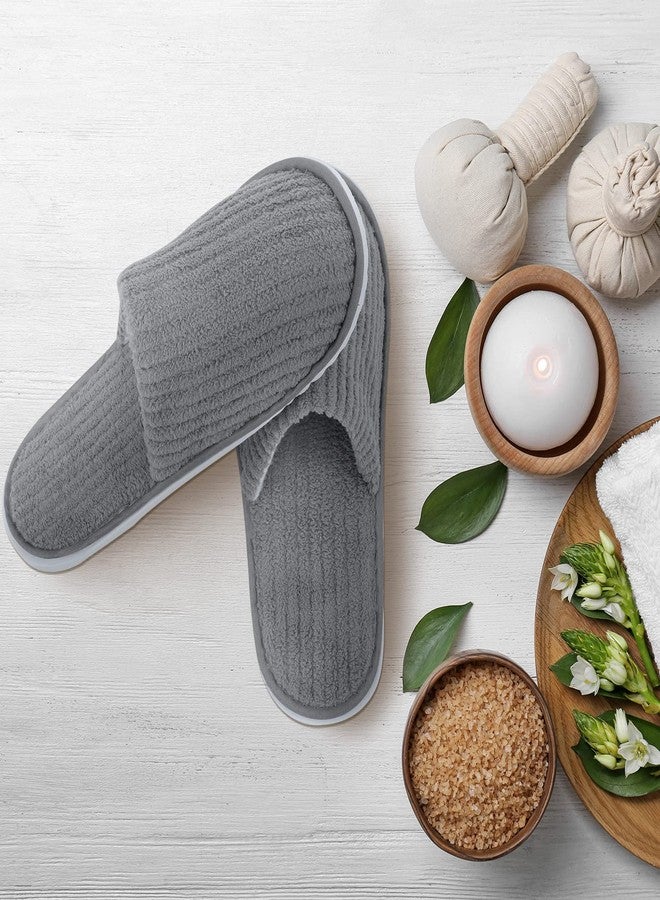 Elcoho 12 Pairs Closed Toe Spa Slippers Reusable Slippers Coral Fleece Washable Disposable Home Slippers for Women Men Guests Hotels House Slippers Housewarming Indoors Bathroom Party Traveling, Grey - Image 5